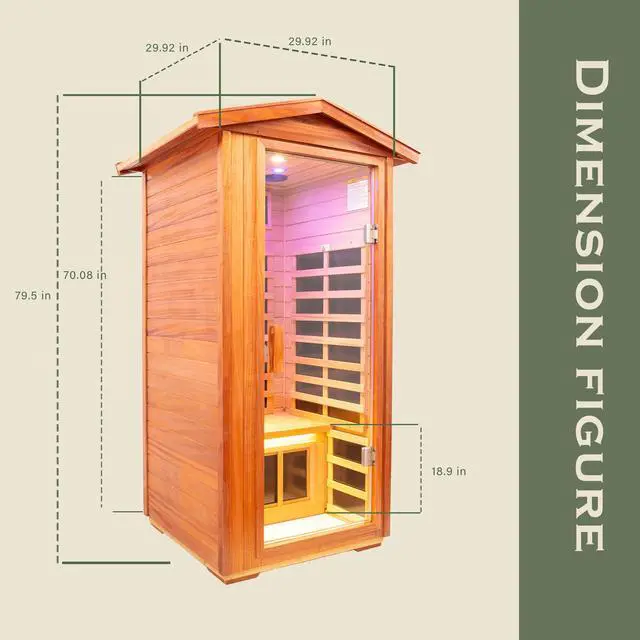 Main image of One person Far infrared Khaya outdoor sauna room