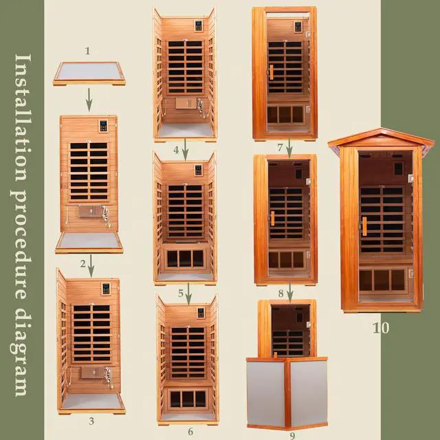 Alt view image 4 of 4 - One person Far infrared Khaya outdoor sauna room
