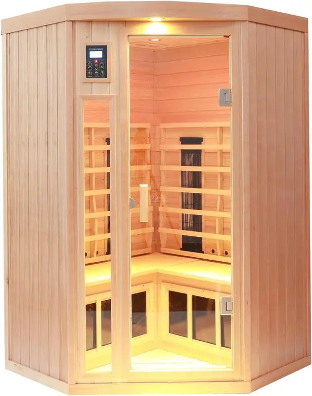 Alt view image 3 of 7 - Hemlock pentagonal indoor far infrared sauna room