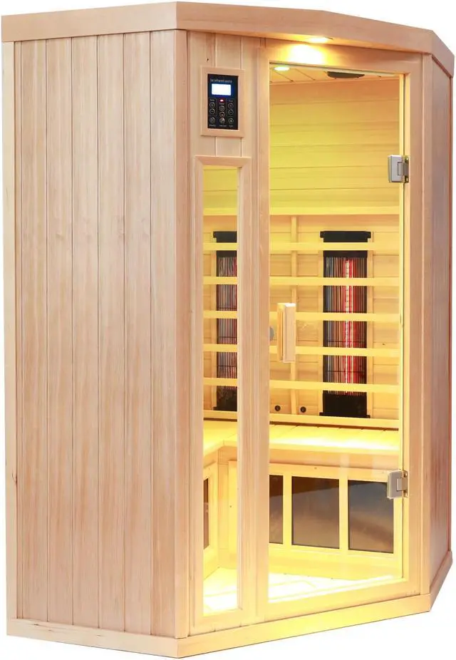 Alt view image 2 of 7 - Hemlock pentagonal indoor far infrared sauna room