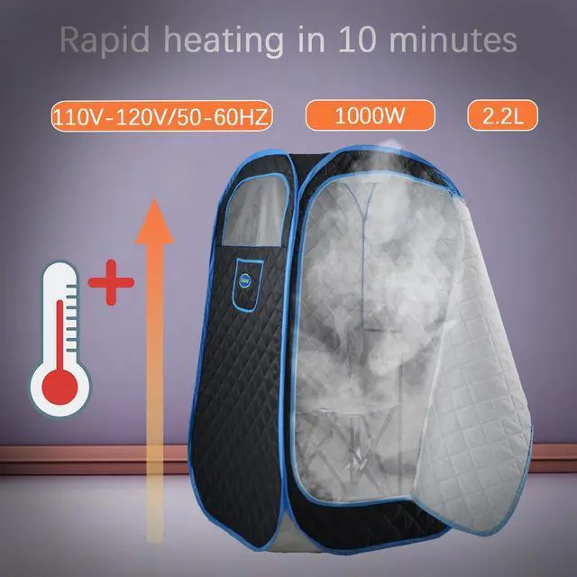 Alt view image 4 of 5 - Portable Folding Full size Steam Sauna with 1000W&2.2L steam Generator. Personal Sauna Tent for Relaxation & Spa at home. Fast heating. Folding Steel Rim, it's easy to install, with FCC certification.
