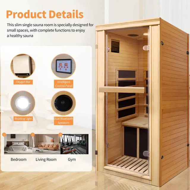 Alt view image 2 of 7 - Single person far-infrared sauna room