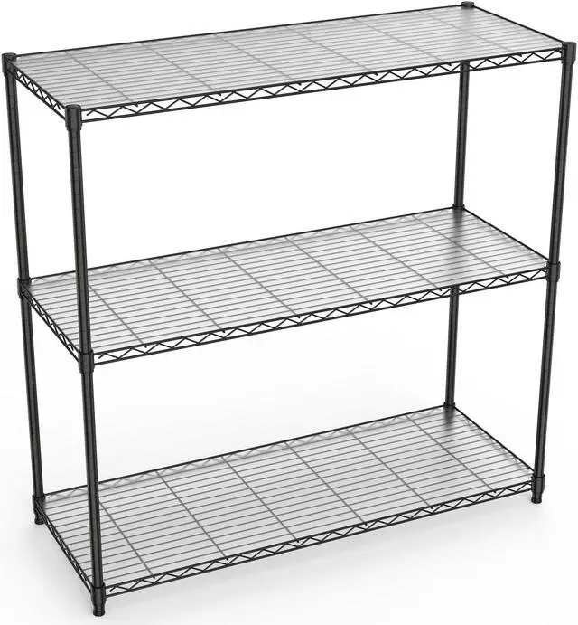 Alt view image 6 of 7 - 3 Tier Wire Shelving Unit, 1050 LBS NSF Height Adjustable Metal Garage Storage Shelves, Heavy Duty Storage Wire Rack Metal Shelves - Black