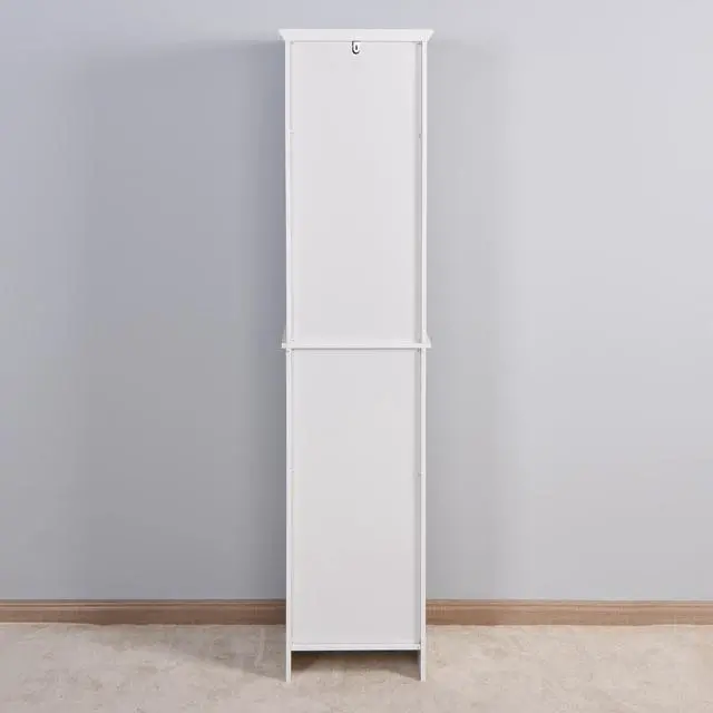 Alt view image 6 of 7 - Bathroom Floor Storage Cabinet with 2 Doors Living Room Wooden Cabinet with 6 Shelves 15.75 x 11.81 x 66.93 inch