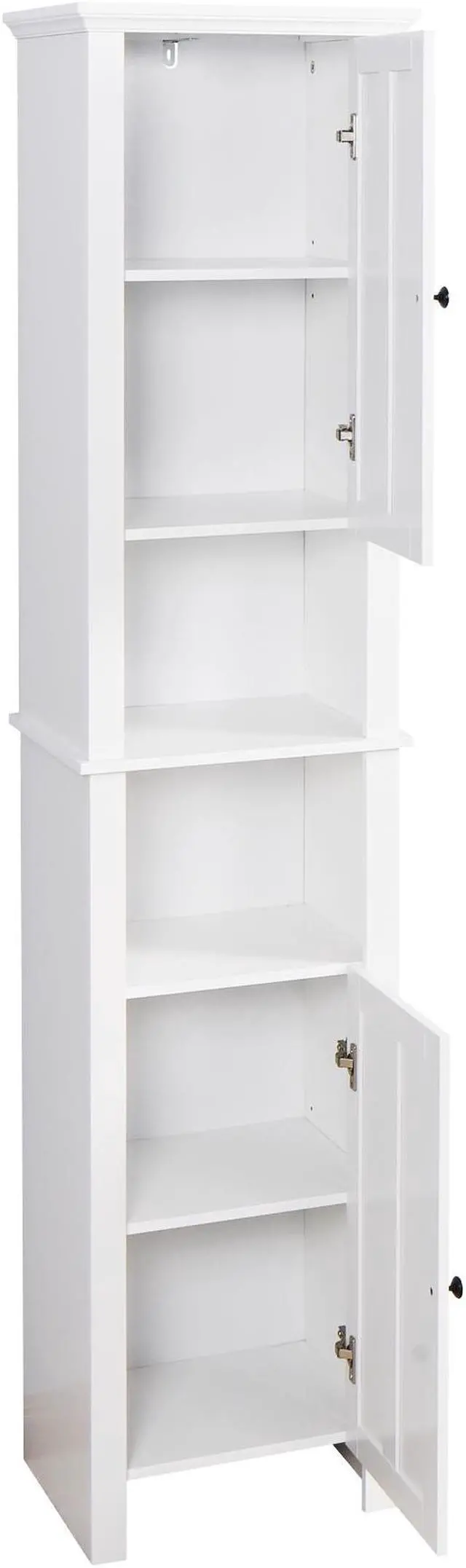 Alt view image 3 of 7 - Bathroom Floor Storage Cabinet with 2 Doors Living Room Wooden Cabinet with 6 Shelves 15.75 x 11.81 x 66.93 inch