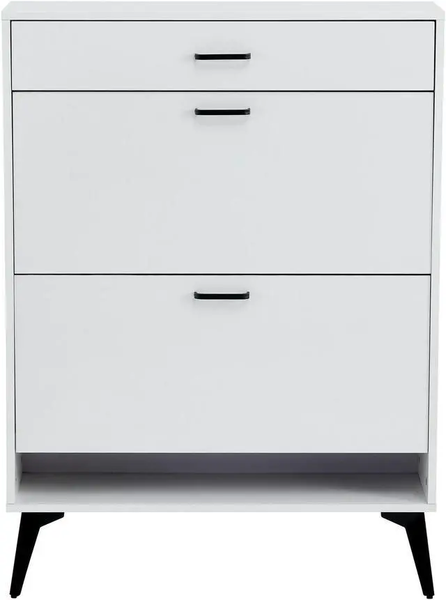 Alt view image 2 of 7 - Shoe Cabinet , Shoe storage shelves, metal leg, White