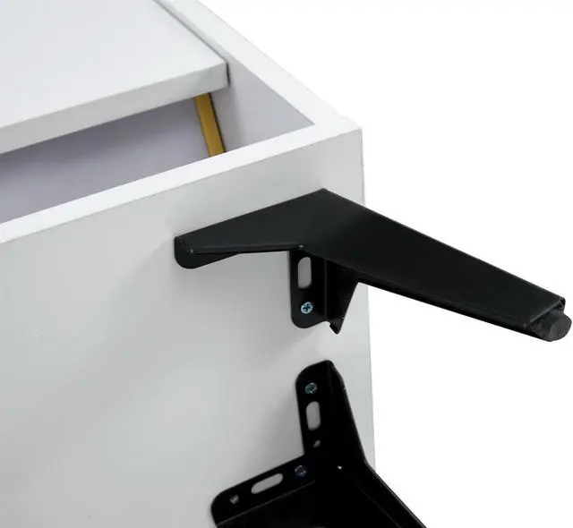 Alt view image 6 of 7 - Shoe Cabinet , Shoe storage shelves, metal leg, White