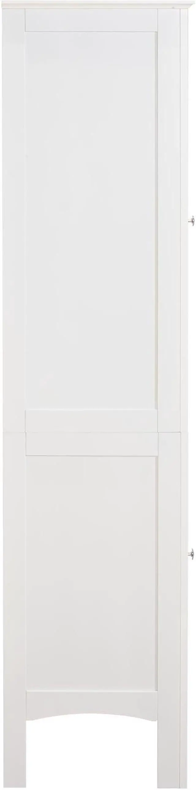 Alt view image 3 of 7 - Tall Narrow Tower Freestanding Cabinet with 2 Shutter Doors 5 Tier Shelves for Bathroom, Kitchen ,Living Room ,Storage Cabinet,White