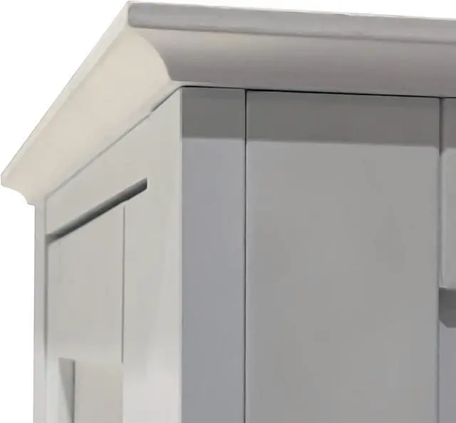 Alt view image 7 of 7 - Tall Narrow Tower Freestanding Cabinet with 2 Shutter Doors 5 Tier Shelves for Bathroom, Kitchen ,Living Room ,Storage Cabinet,White