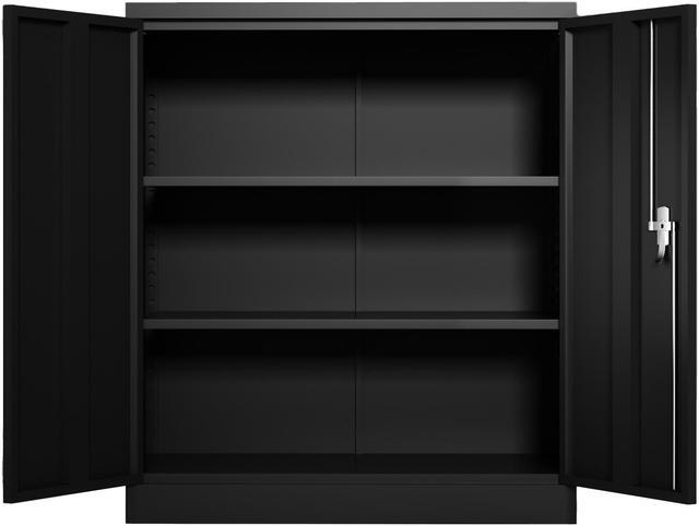 Alt view image 5 of 7 - Metal Storage Cabinet with 2 Doors and 2 Shelves, Lockable Steel Storage Cabinet for Office, Garage, Warehouse