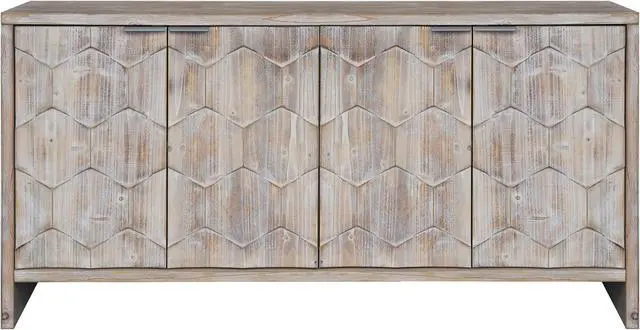 Alt view image 6 of 7 - Accent Cabinet Farmhouse Style 4 Door Wooden Cabinet Sideboard Buffet Server Cabinet Storage Cabinet, for Living Room, Entryway, Hallway, Office, Kitchen and Dining Room, Natural Wood Wash