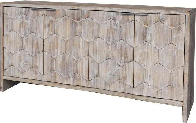 Alt view image 7 of 7 - Accent Cabinet Farmhouse Style 4 Door Wooden Cabinet Sideboard Buffet Server Cabinet Storage Cabinet, for Living Room, Entryway, Hallway, Office, Kitchen and Dining Room, Natural Wood Wash