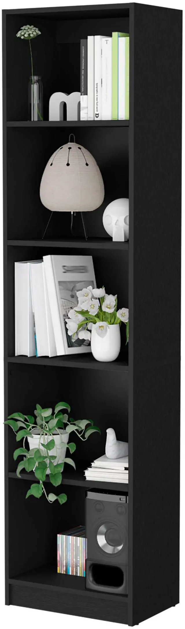 Alt view image 4 of 7 - Sutton Slim Bookcase with Modern 5-Shelf Design