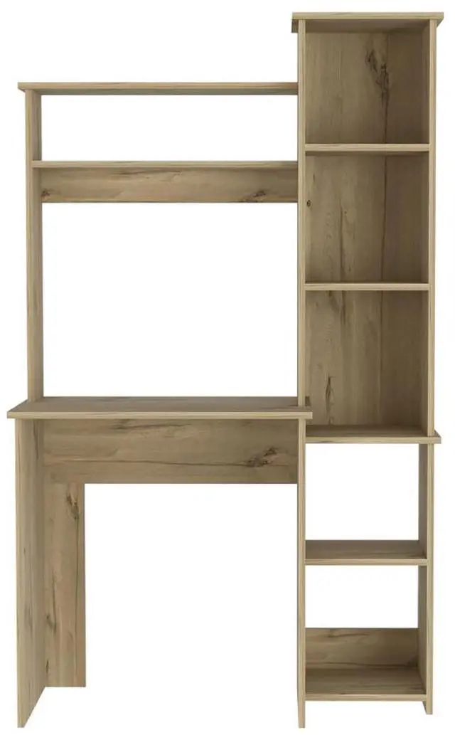 Alt view image 3 of 6 - Desk, Five Shelves, Two Superior Shelves, Light Oak