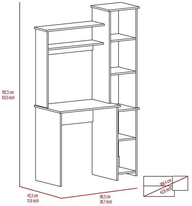 Alt view image 5 of 6 - Desk, Five Shelves, Two Superior Shelves, Light Oak