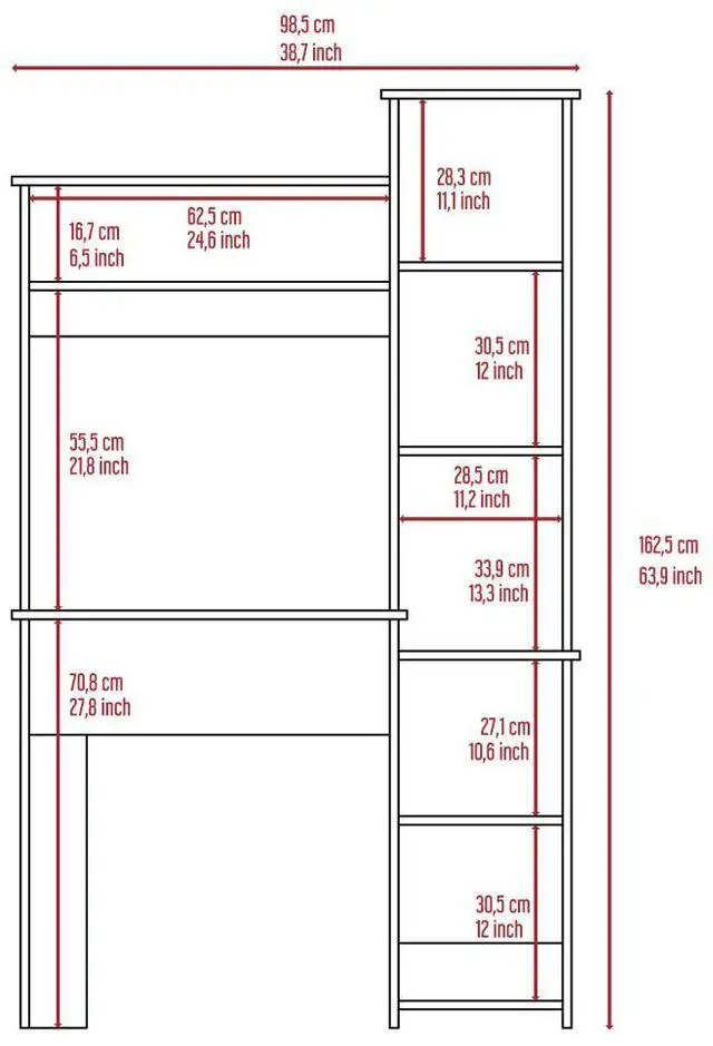 Alt view image 6 of 6 - Desk, Five Shelves, Two Superior Shelves, Light Oak