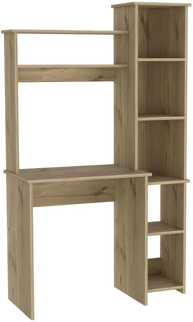 Alt view image 4 of 6 - Desk, Five Shelves, Two Superior Shelves, Light Oak