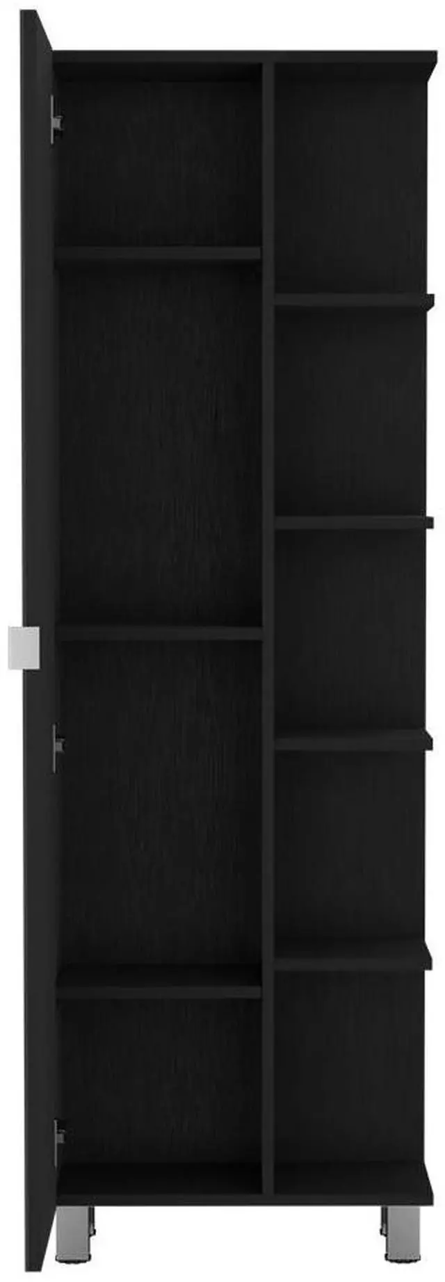 Alt view image 5 of 6 - Urano Mirror Linen Cabinet, Four Interior  Shelves, Five External Shelves -Black