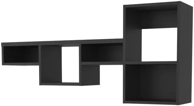 Alt view image 2 of 6 - Black Wall-Mounted Shelf Unit with 5 Shelf