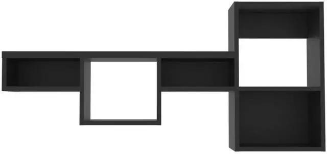 Alt view image 3 of 6 - Black Wall-Mounted Shelf Unit with 5 Shelf