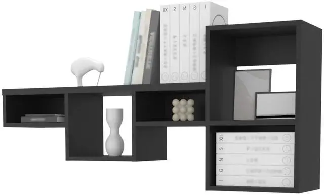 Alt view image 4 of 6 - Black Wall-Mounted Shelf Unit with 5 Shelf
