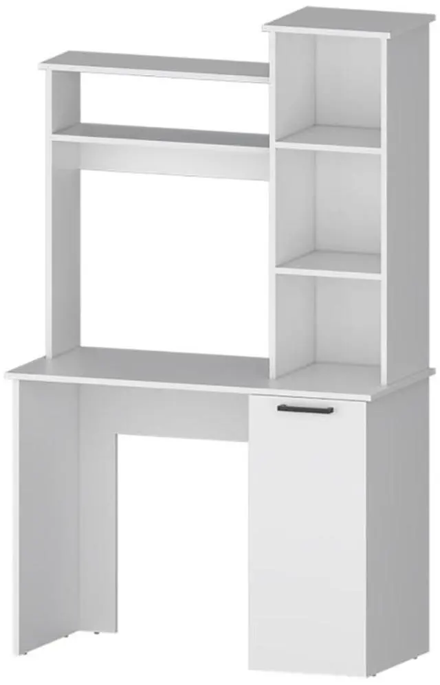 Alt view image 3 of 7 - White 3-Tier Storage Shelves Computer Desk