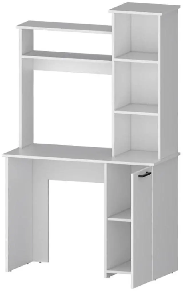 Alt view image 4 of 7 - White 3-Tier Storage Shelves Computer Desk