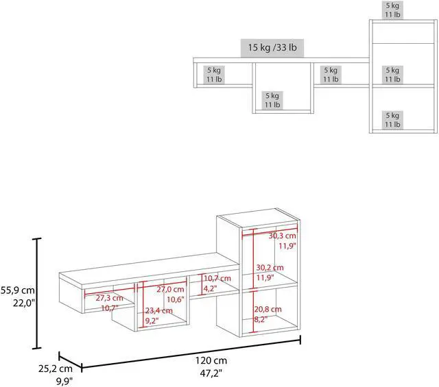 Alt view image 6 of 6 - Black Wall-Mounted Shelf Unit with 5 Shelf