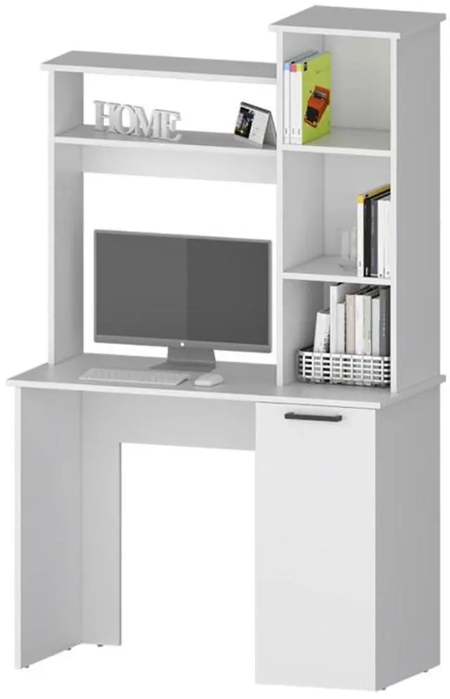 Alt view image 5 of 7 - White 3-Tier Storage Shelves Computer Desk