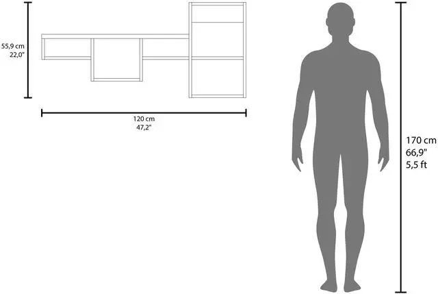 Alt view image 5 of 6 - Black Wall-Mounted Shelf Unit with 5 Shelf