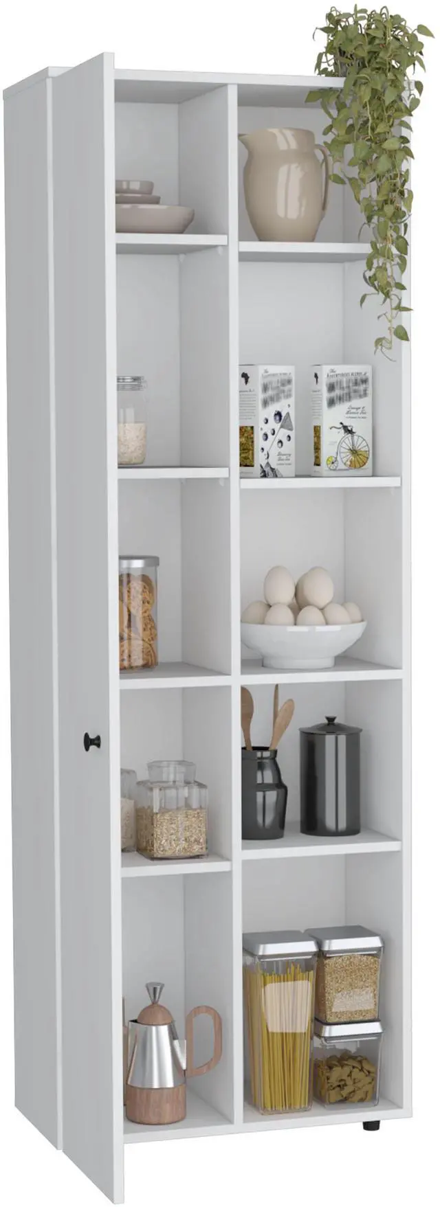 Alt view image 7 of 7 - Hoyt Kitchen Pantry Storage Cabinet With and Five Interior and Exterior Shelves