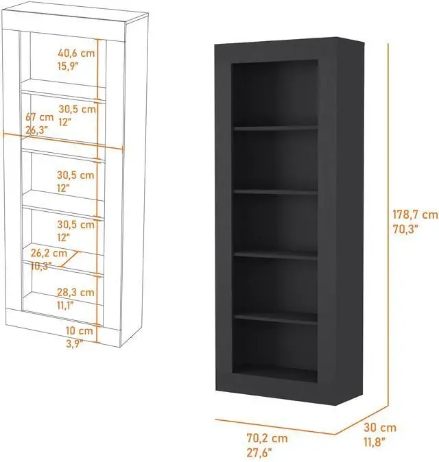Alt view image 4 of 7 - Melbourne Bookcase with 5 Storage Shelves