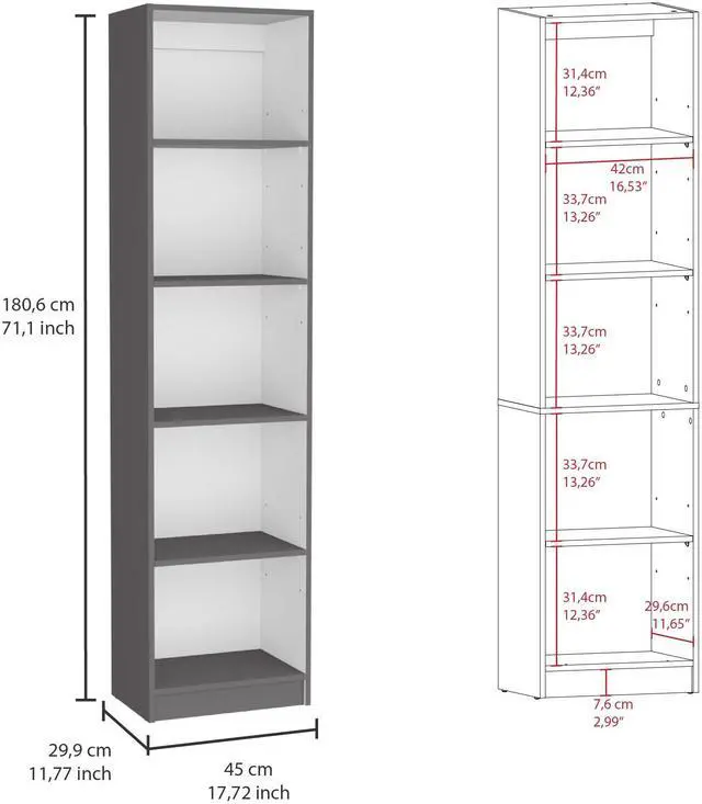 Alt view image 5 of 7 - June 3 Piece Home Bookcase set, 60" Wide with 13 Shelves and 2-door Cabinet ,  Living Room Set  Matt Gray / White