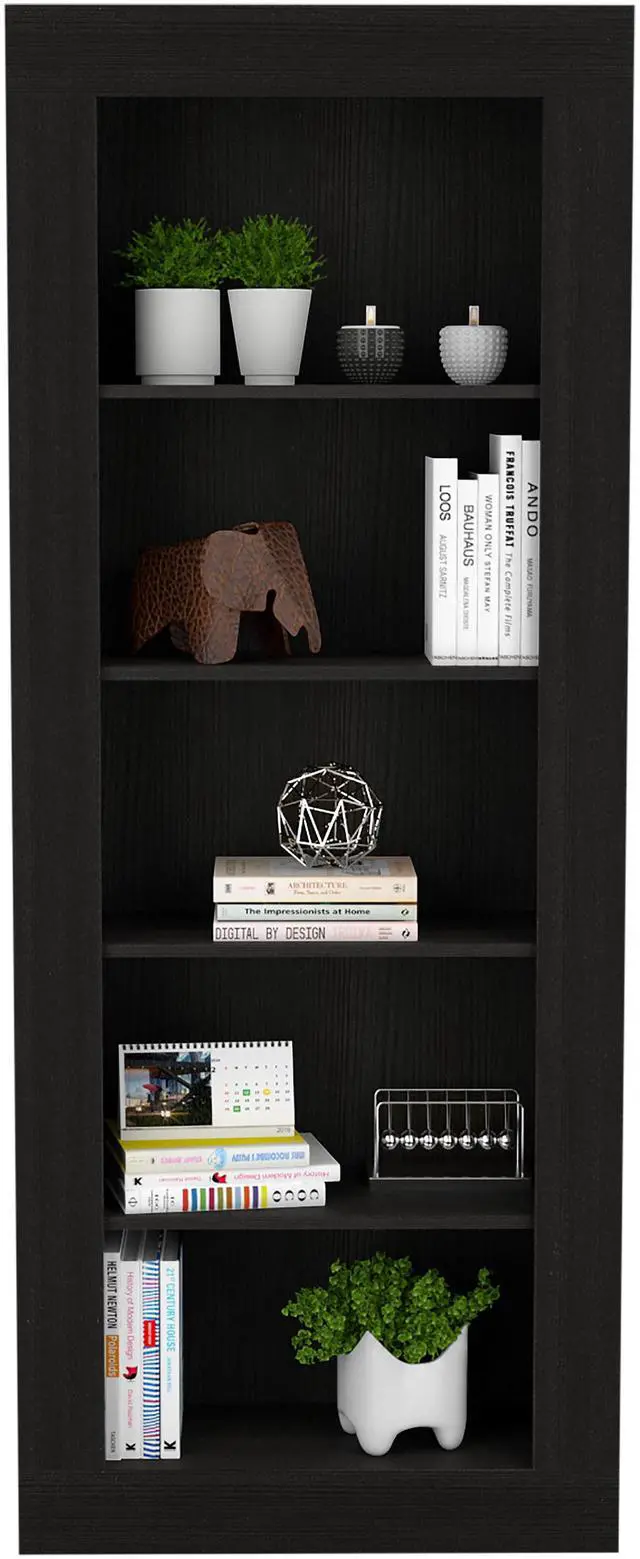 Alt view image 7 of 7 - Andina Bookcase, Vertical Design, Five Shelves -Black