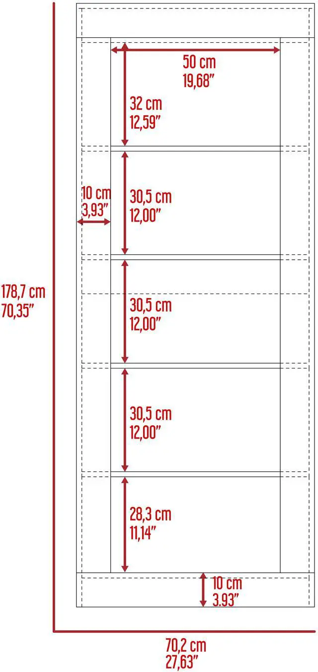 Alt view image 3 of 7 - Andina Bookcase, Vertical Design, Five Shelves -Black