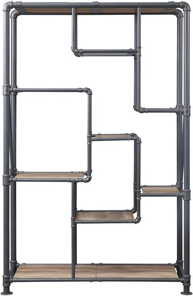 Alt view image 4 of 5 - Brantley Antique Oak & Sandy Gray Finish Bookshelf