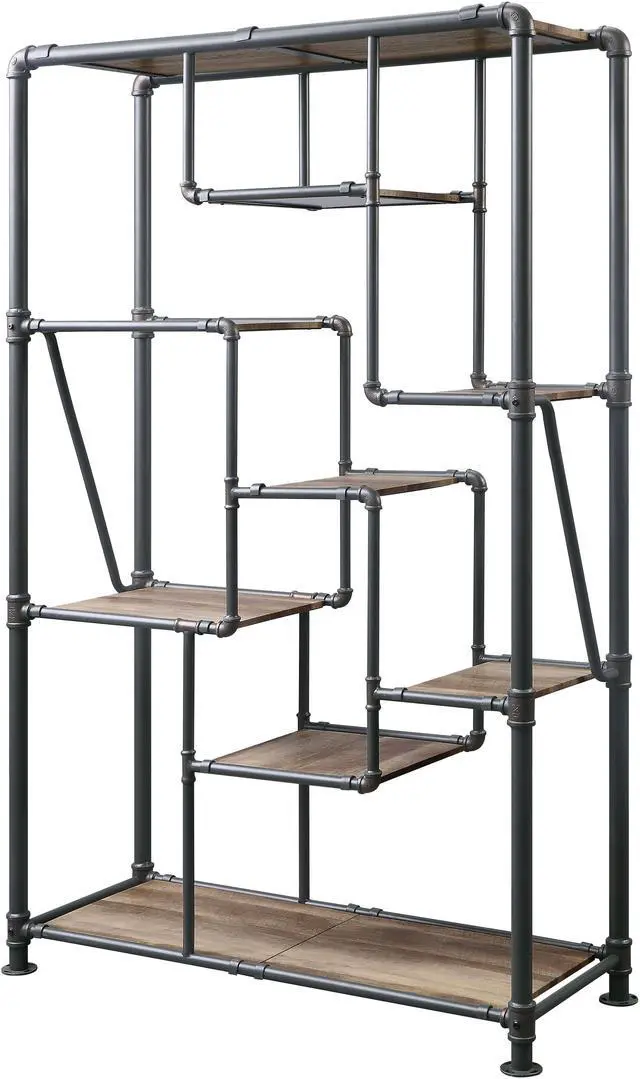 Alt view image 2 of 5 - Brantley Antique Oak & Sandy Gray Finish Bookshelf