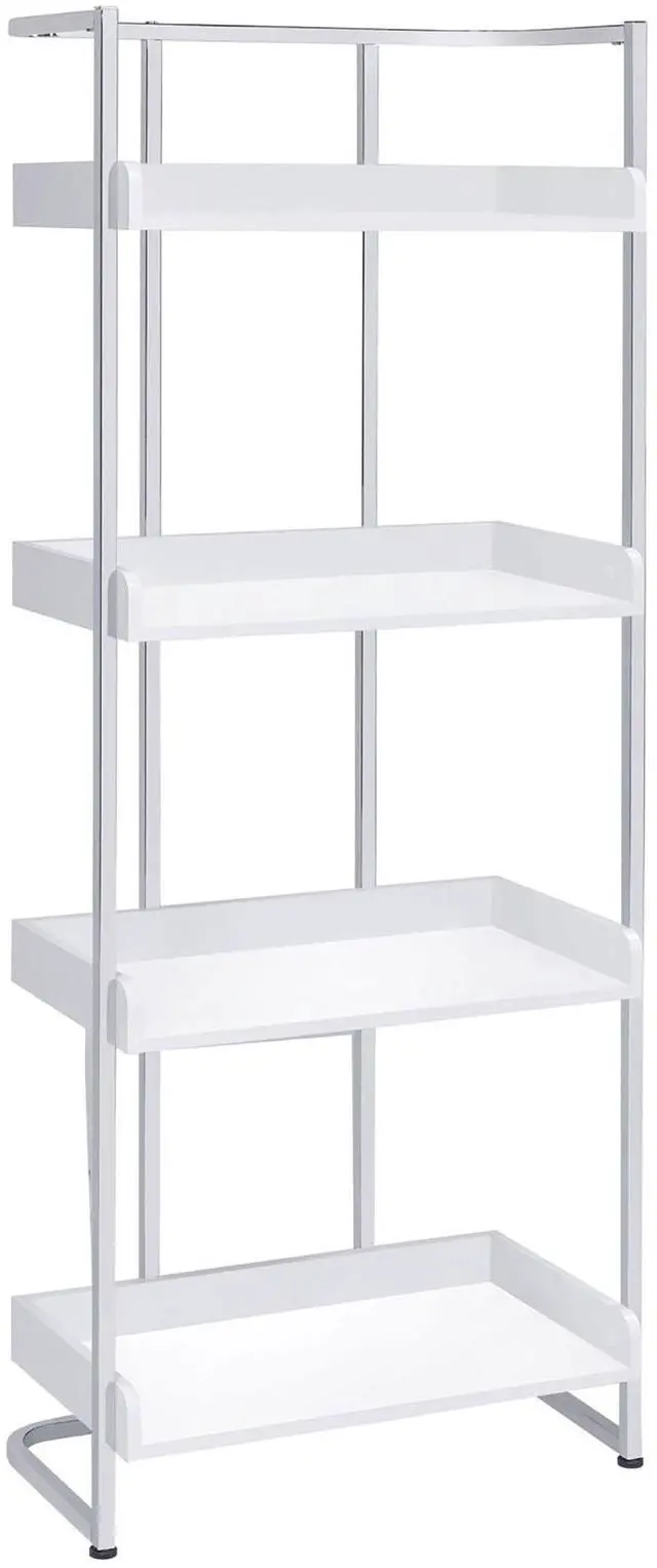 Alt view image 2 of 7 - Glossy White 4-Shelf Open Back Bookcase