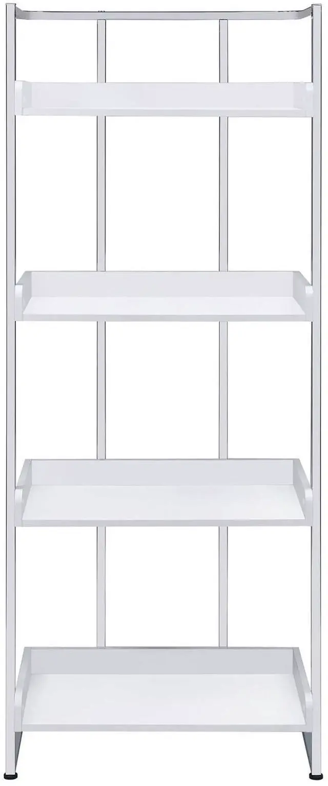 Alt view image 4 of 7 - Glossy White 4-Shelf Open Back Bookcase