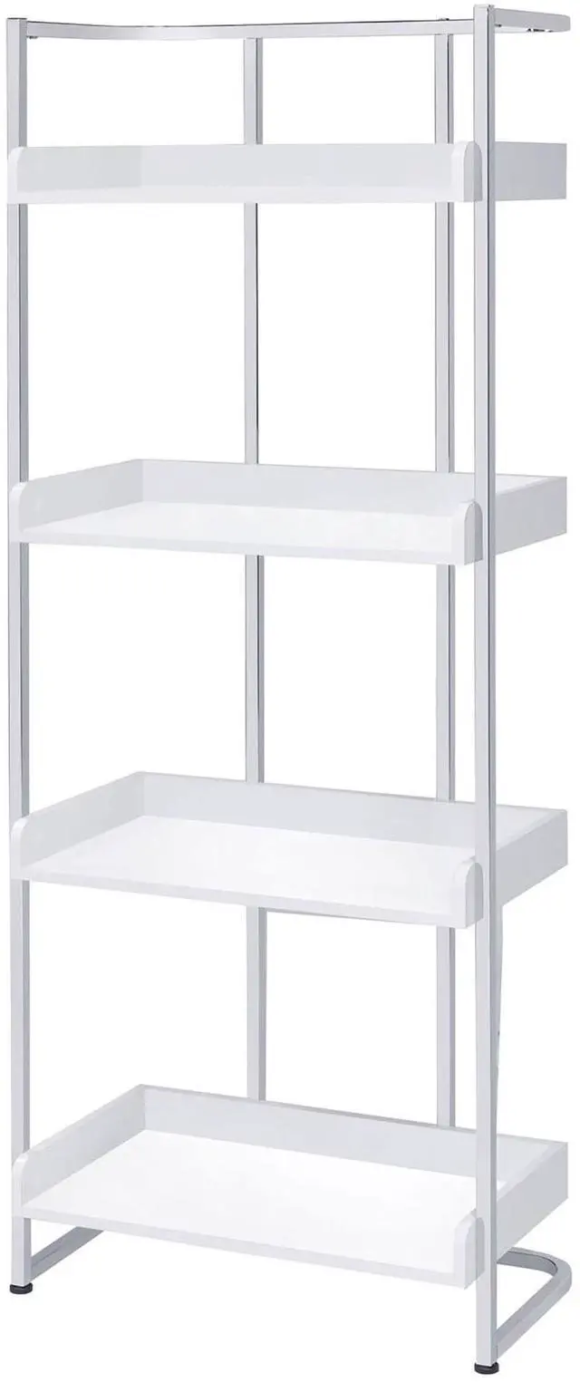 Alt view image 3 of 7 - Glossy White 4-Shelf Open Back Bookcase