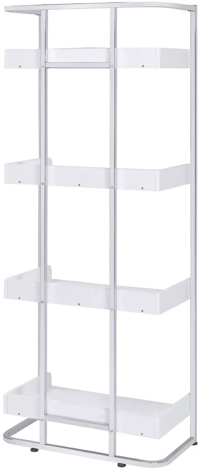 Alt view image 7 of 7 - Glossy White 4-Shelf Open Back Bookcase
