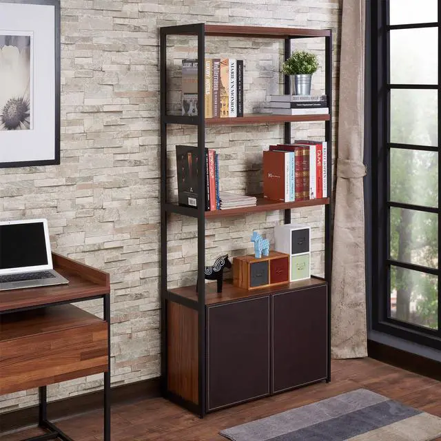 Main image of Sara Walnut & Sandy Black Finish Bookshelf