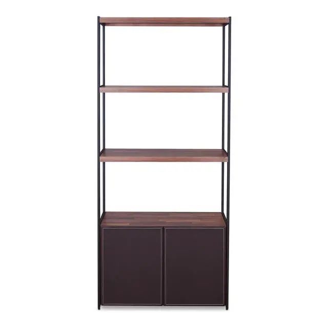 Alt view image 2 of 5 - Sara Walnut & Sandy Black Finish Bookshelf