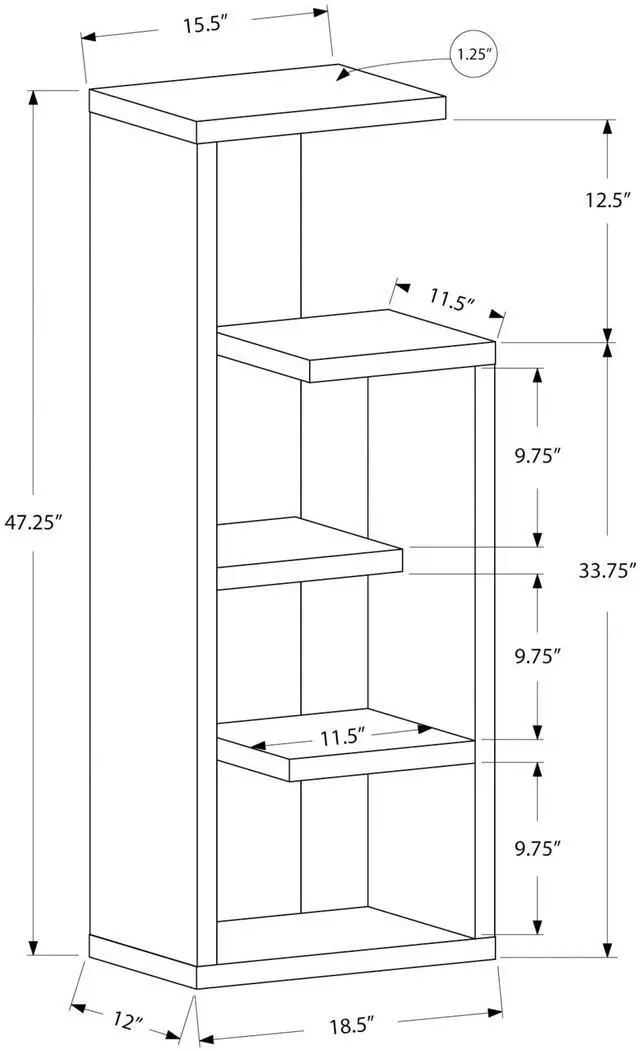 Alt view image 4 of 6 - Bookshelf, Bookcase, Etagere, 4 Tier, 48"h, Office, Bedroom, Brown Laminate, Contemporary, Modern