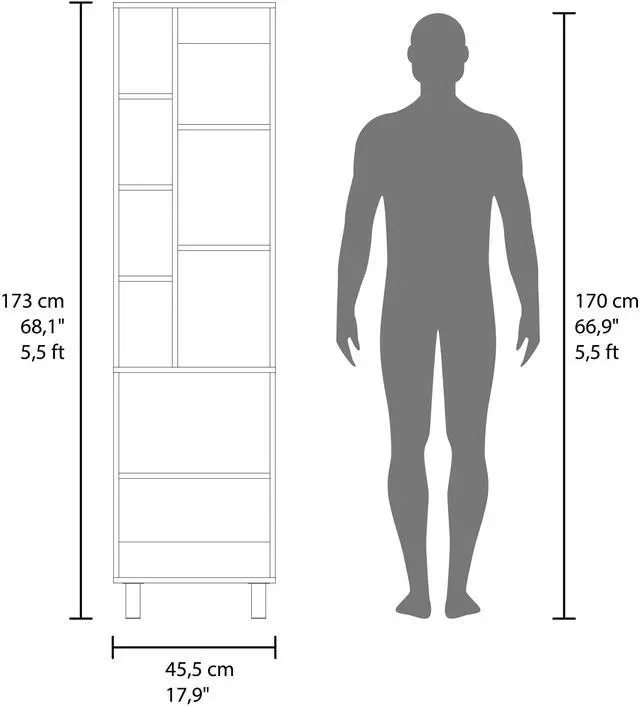 Alt view image 7 of 7 - Stanton Tall Storage Cabinet With Two Doors And Three Open Shelves, White
