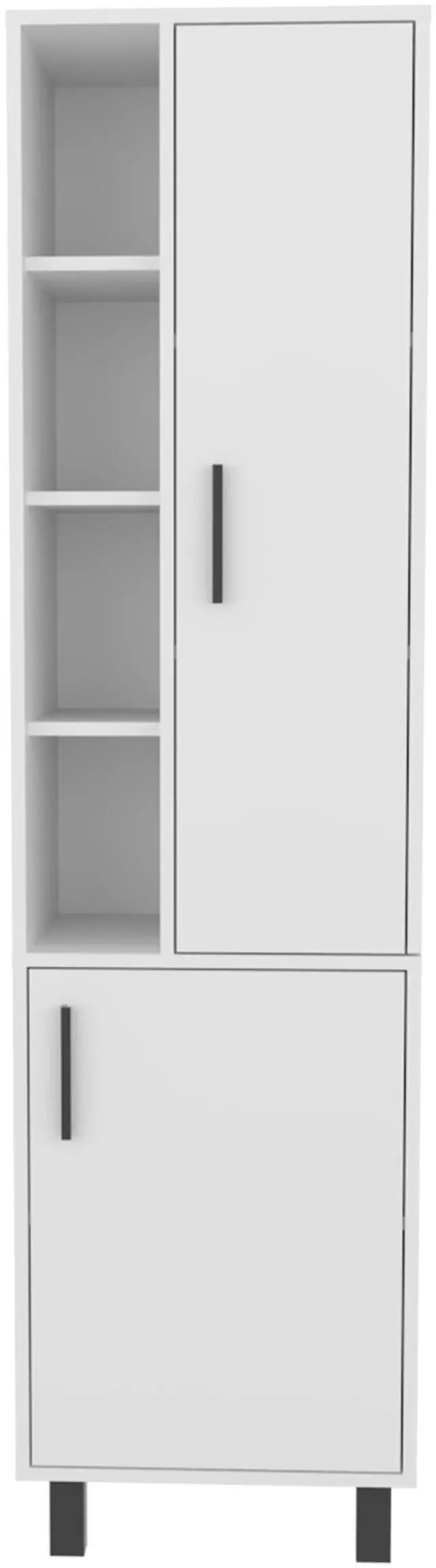 Alt view image 6 of 7 - Stanton Tall Storage Cabinet With Two Doors And Three Open Shelves, White