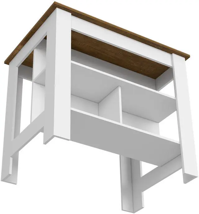 Alt view image 2 of 7 - Kitchen Island Dozza, Three Shelves, White / Walnut Finish