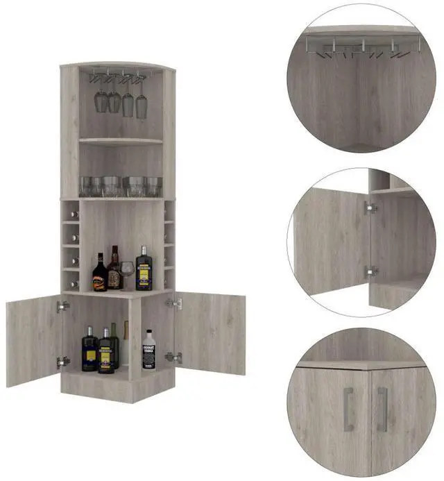 Alt view image 2 of 7 - Itzel Antique Oak & Sandy Gray Finish Bookshelf