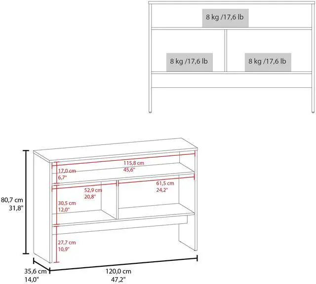 Alt view image 3 of 7 - Bellagio 48.7" Wide 2-Tier Narrow Bellagio Console Table with Double-Door Cabinet