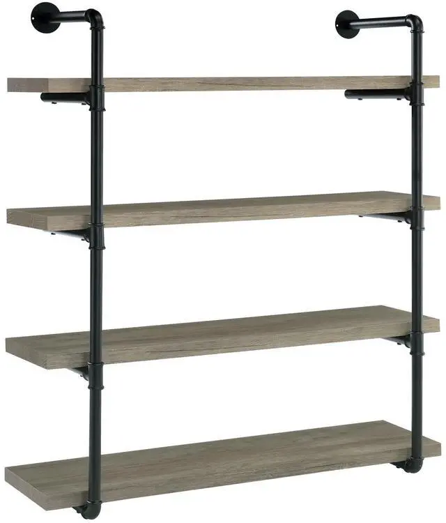Alt view image 2 of 7 - Black and Grey Driftwood 4-tier Wall Shelf